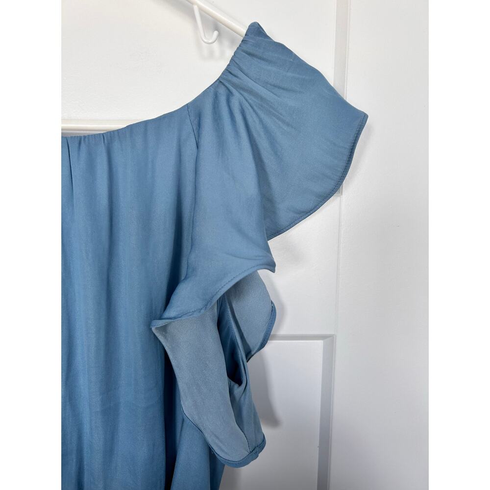 NWT Loft Women's Ruffle Tiered Midi Dress Flutter Sleeve Cornflower‎ Blue Small - Picture 7 of 13